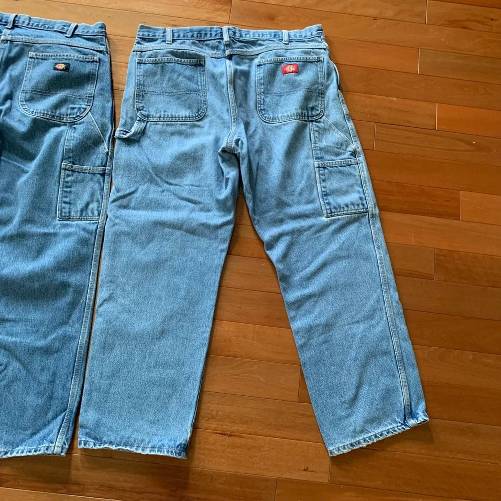 Dickies Carpenter Jeans Mens 38x30 Relaxed Fit Blue Denim Work Pants Lot 2